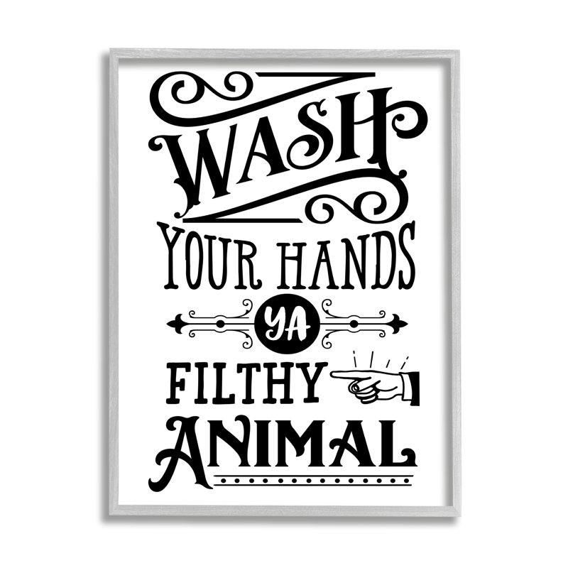 «Wash Your Hands», symbole rétro, Serif, typographie, estampe numérique texturée, lettrée et doublée, L 11 po x H 14 po