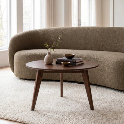 Fjord 29.5"W Solid Oak Small Modern Round Coffee Table