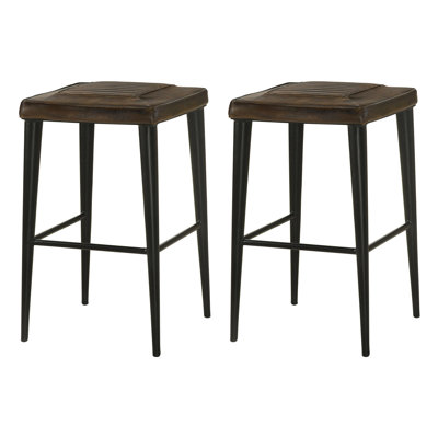 Tabouret de bar en cuir brun (ensemble de 2)