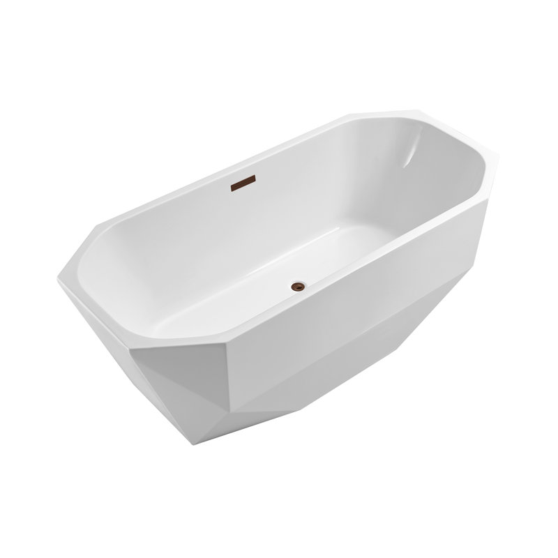 Baignoire de trempage autoportante en acrylique 67 "avec drain et plateau en bambou 67" Streamline, Bronze huilé mat