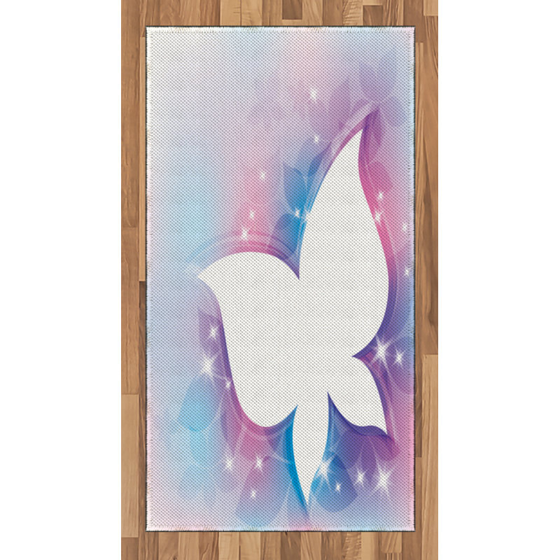 Tapis décoratif à fibres longues haute densité en polyester et coton à motif de papillons, Rectangle 2 pi 7 po x 5 pi