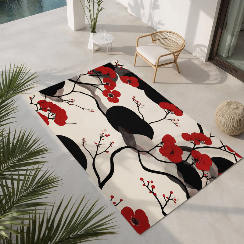 Tapis d'intérieur et d'extérieur Blooming Flow, Rectangle 1 pi 6 po x 2 pi 6 po