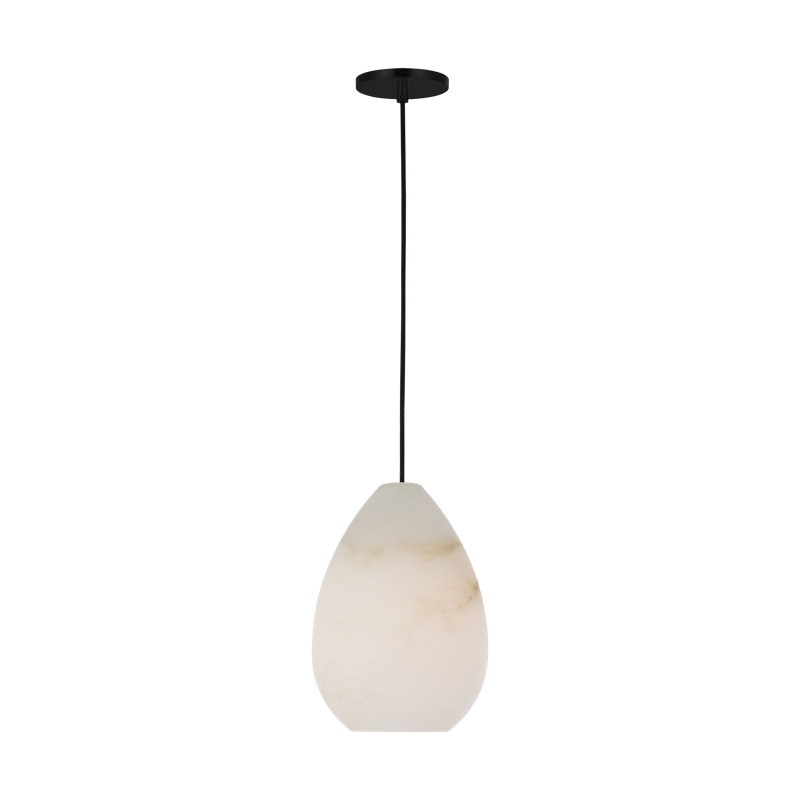 Sean Lavin Alina 1-light LED Pendant in Polished Nickel with Alabaster shade, 18.5" H x 8.5" W, Yes, Black