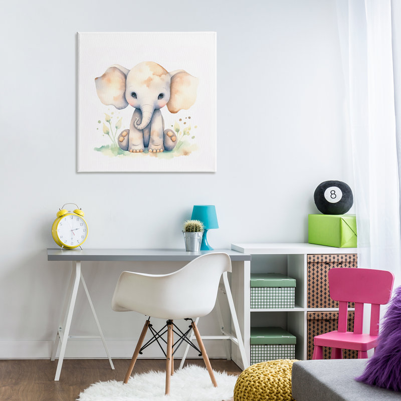 «Sitting Baby Elephant», art mural par Andrea Haase, H 30 po x l 30 po