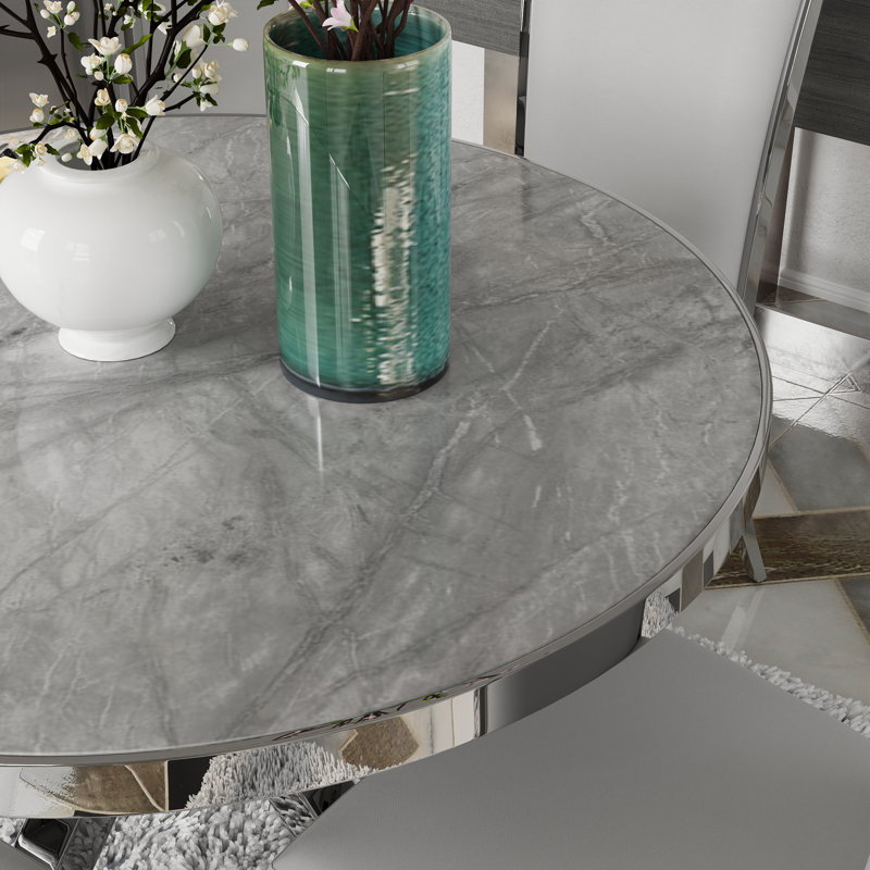Maiti Round Metal Base Dining Table