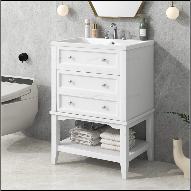 Meuble-lavabo de 24 po avec tiroir et tablette ouverte