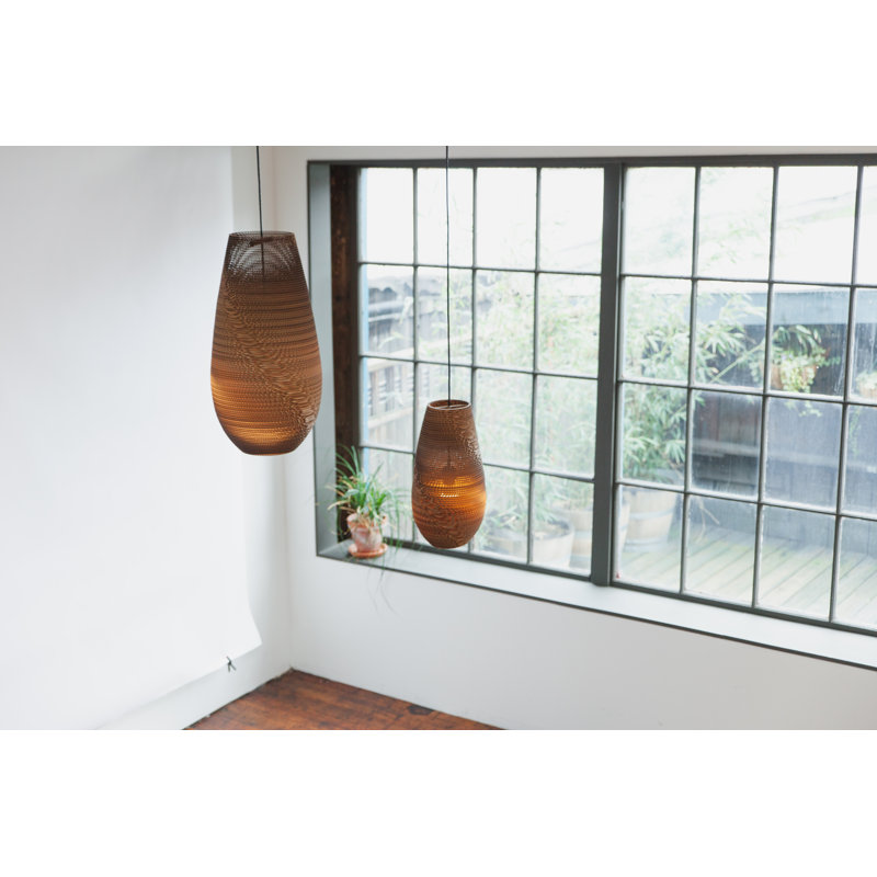 Scraplights Recycled Cardboard Pendant Light - Drop, 18" H x 10" W x 10" D, Natural