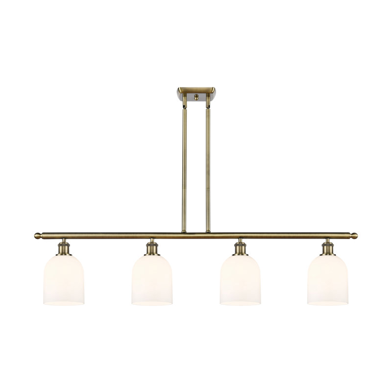 Odaniel 4 - Light Kitchen Island Pendant, Gloss White, Antique Brass
