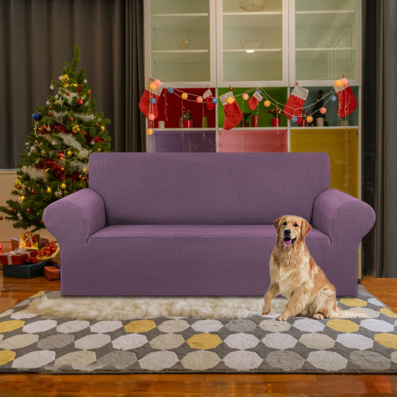Housse extensible pour causeuse extensible, housses de canapé pour 2 canapés (55 po à 79 po) Canapé protecteur de meuble avec fond élastique pour enfant, chien. Jacquard à petits carreaux