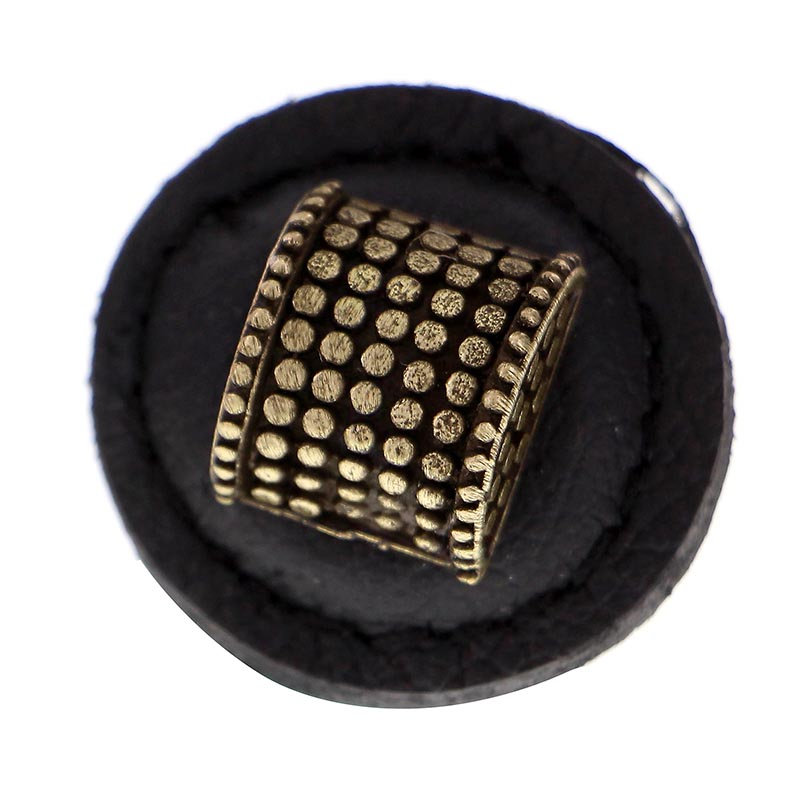 Tiziano Round Knob, Black, Antique Brass
