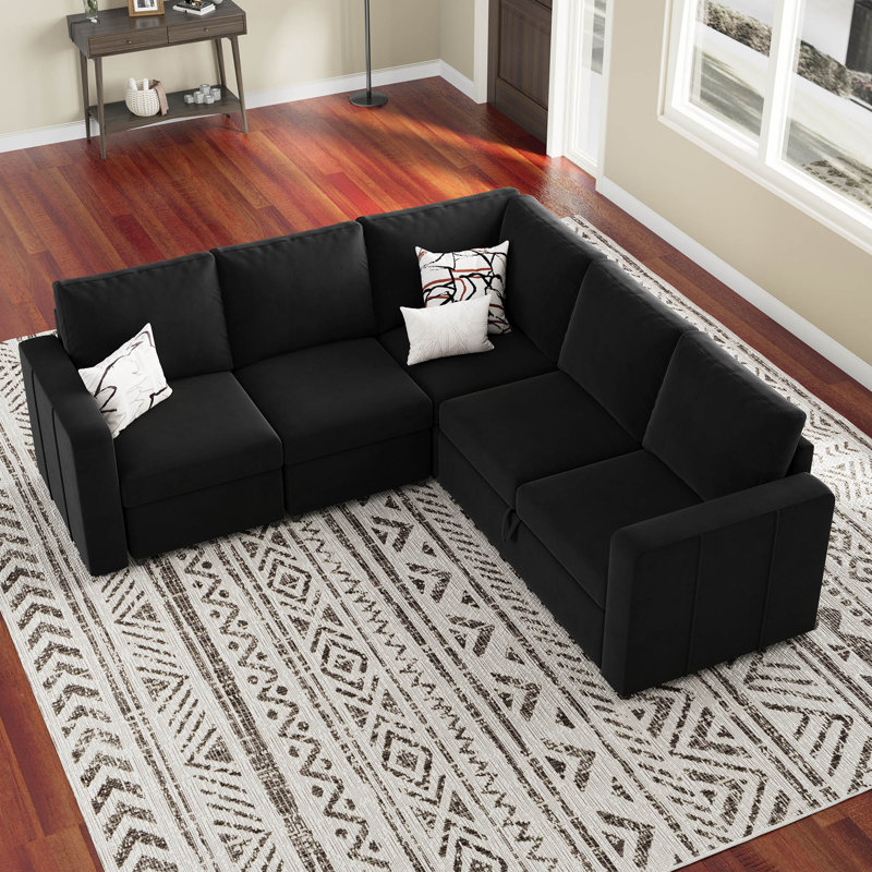 L Shaped Sofa Set Apartment Pull out Sofa Bed Modular Sectional Corner Couch Convertible Livingroom Sleeper Can Bear 450 LBS