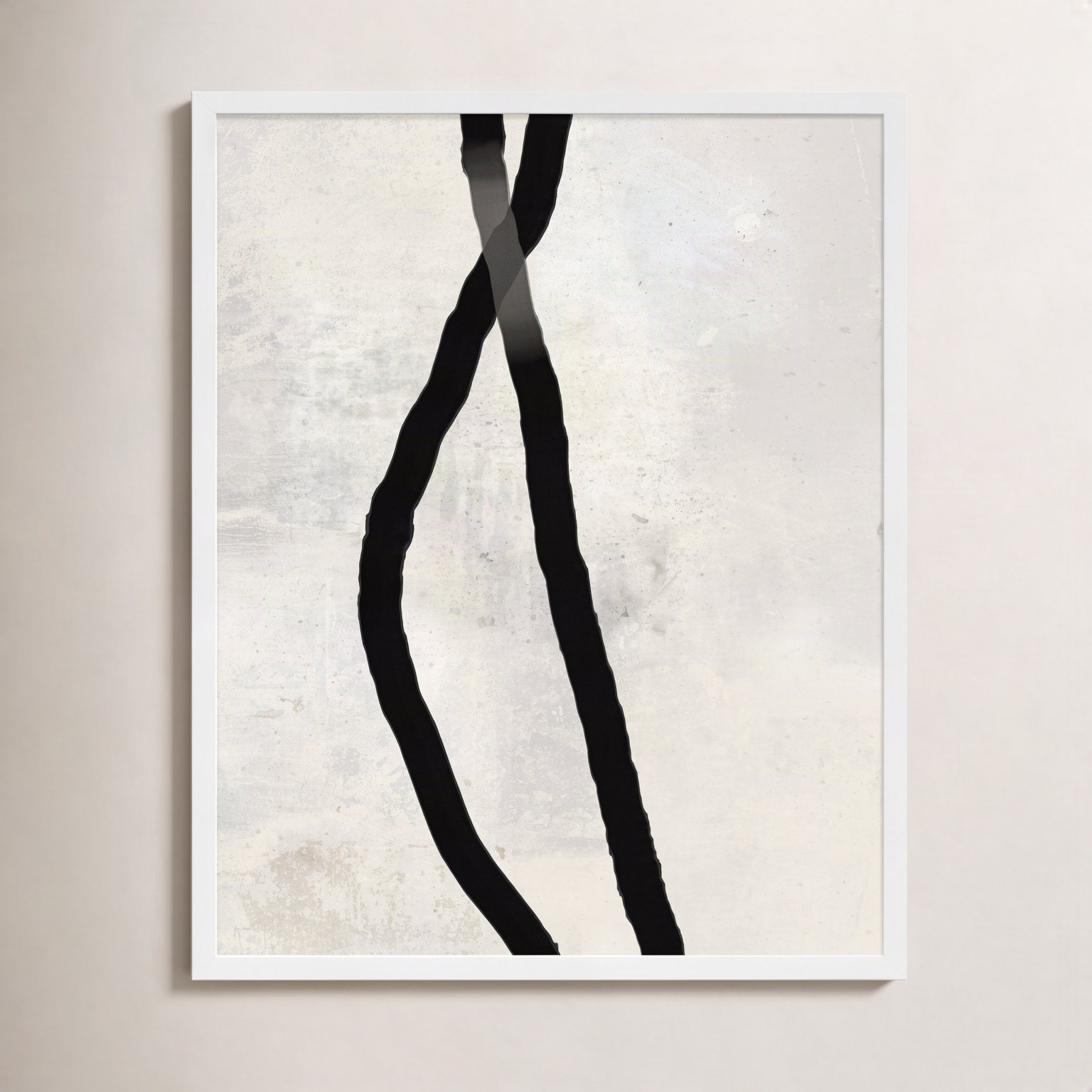 Black Rope 4 by Jacques Pilon, 38" H x 30" W x 1.25" D, White