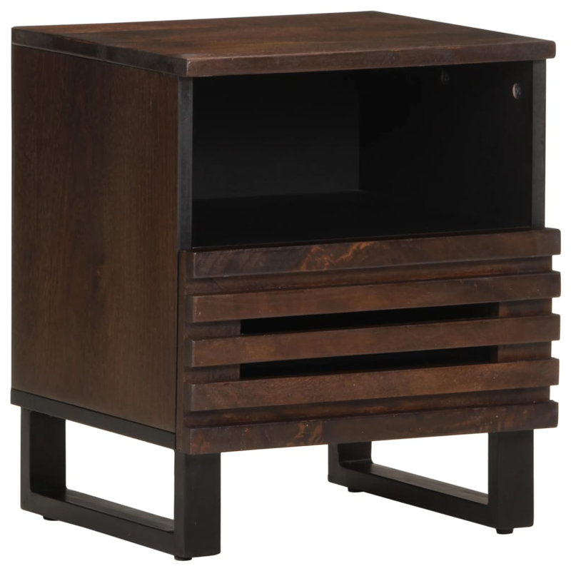 7 40cm W Steel Bedside Table, Dark Brown