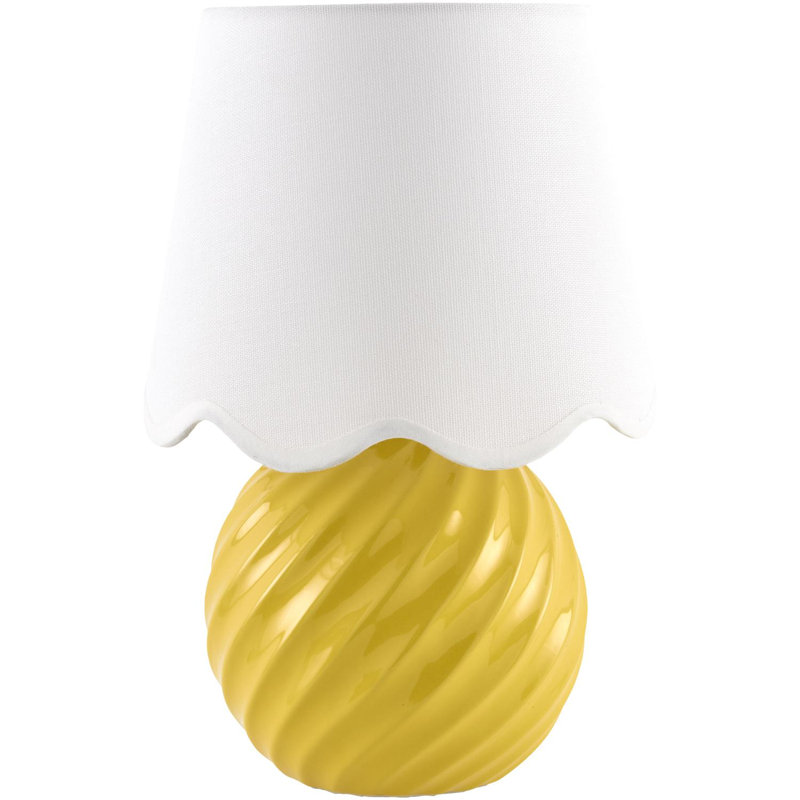 Lampe de table Wyatan, Jaune, Lin blanc