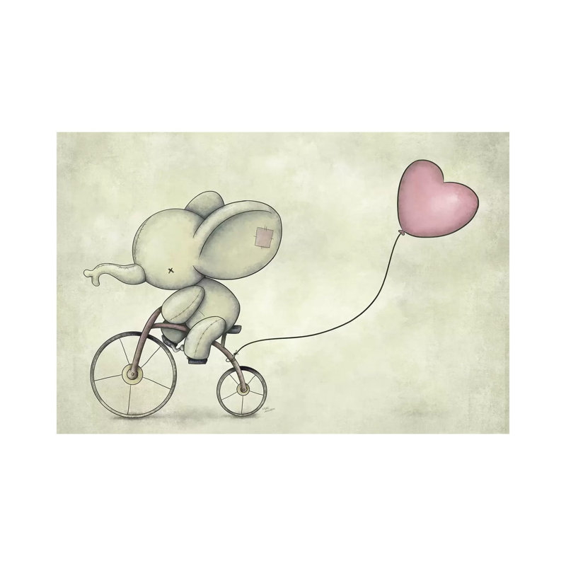 Cute Elephant Riding A Bike II by Mike Koubou - Wrapped Canvas Print, 66.04 cm H x 45.72 cm W
