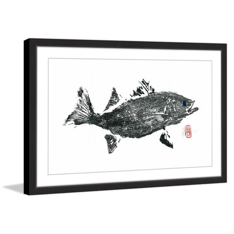 « stripeed bass », reproduction d’art encadrée, H 20 po x l 30 po x P 1,5 po