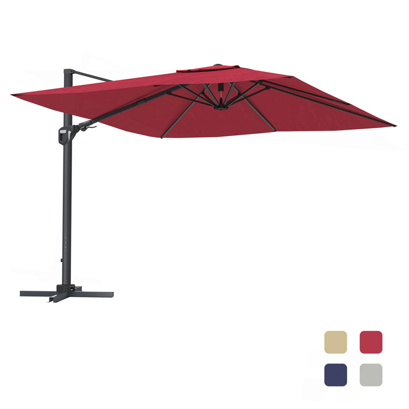 Parasol de patio carré en porte-à-faux 11 pi (sans base de parasol), Rouge