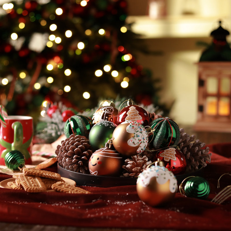 21ct Red Green Gold Shatterproof Gingerbread Christmas Ornaments Set