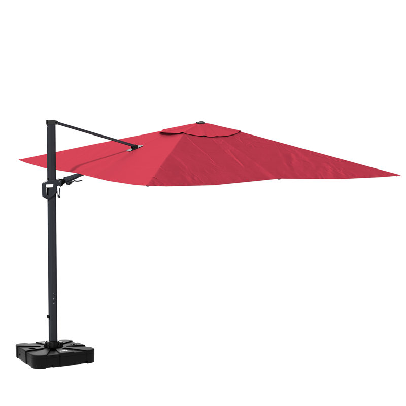 Parasol d'extérieur carré en porte-à-faux de 130 po Chasteline, Rouge