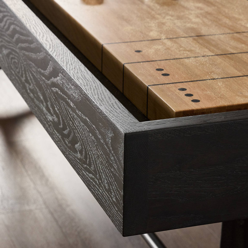 Small Shuffleboard Table-Ebonized Oak, Smoked Oak, 9ft