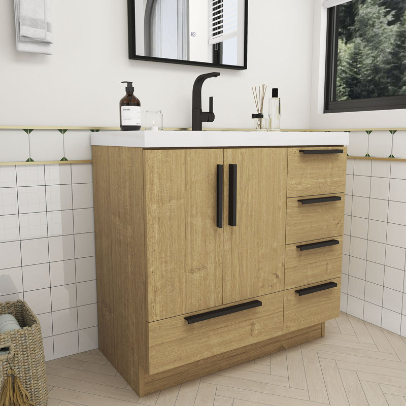 Pickfair 36" Free Standing Vanity With Acrylic Sink, Brown