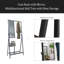 Portemanteau avec miroir, portemanteau multifonctionnel avec rangement pour chaussures, structure en aluminium, pour salon chambre à coucher de 73 x 32 x 15 pouces, style industriel