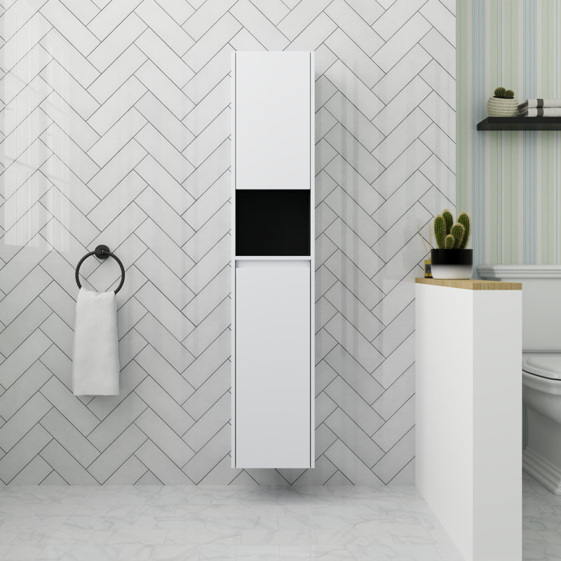 Rangement de salle de bain flottant 12 po avec porte à fermeture en douceur