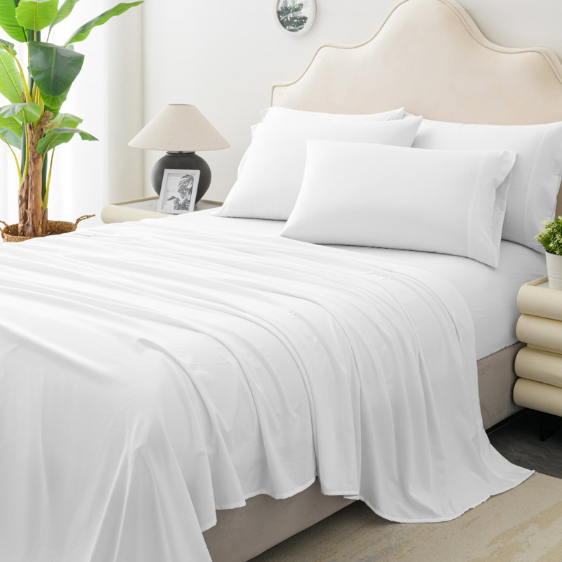 Microfiber Sheet Set, Full/Double with 4 Pillowcases, White