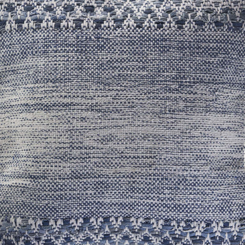 Blue and Ivory Chevron Textured Square Throw Pillow, 20 in
