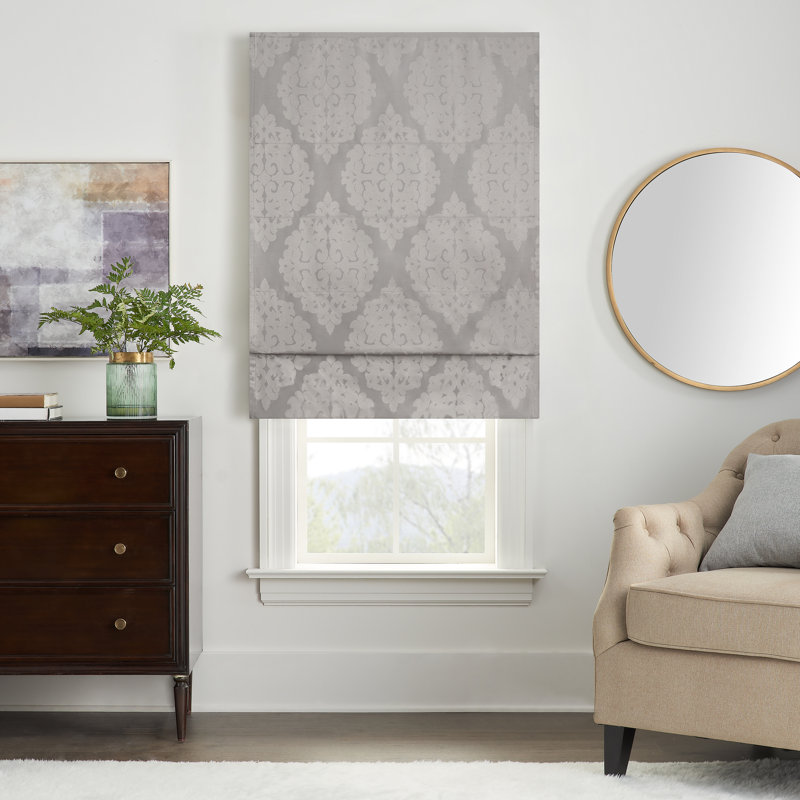 Blackout Roman Shade, 27" W x 64" L, Silver