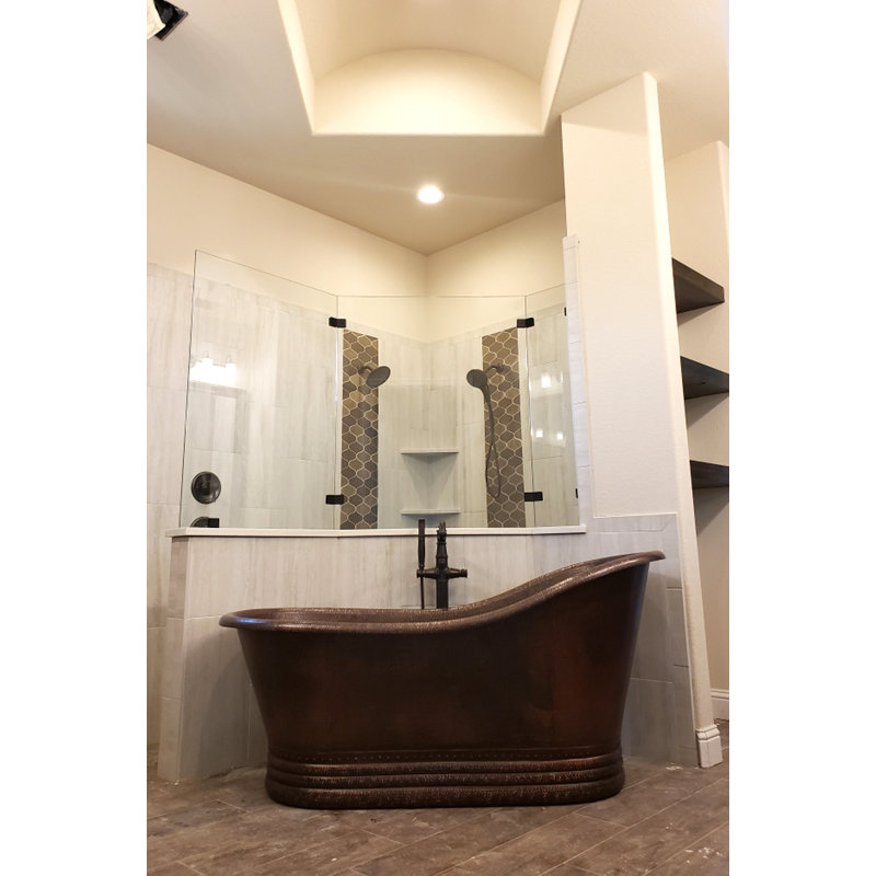 67" Hammered Copper Single Slipper Bathtub