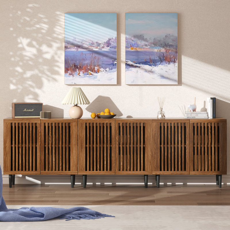 Armoire de rangement moderne Hessle avec tablettes réglables, armoire en bois pour cuisine, salle à manger, cuisine, salon