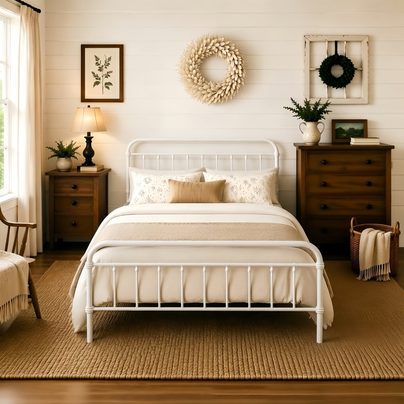 Colina Metal Bed, Queen, White