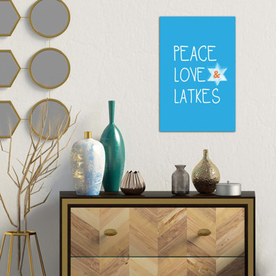 Peace, Love, Latkes by Linda Woods - Wrapped Canvas Print
