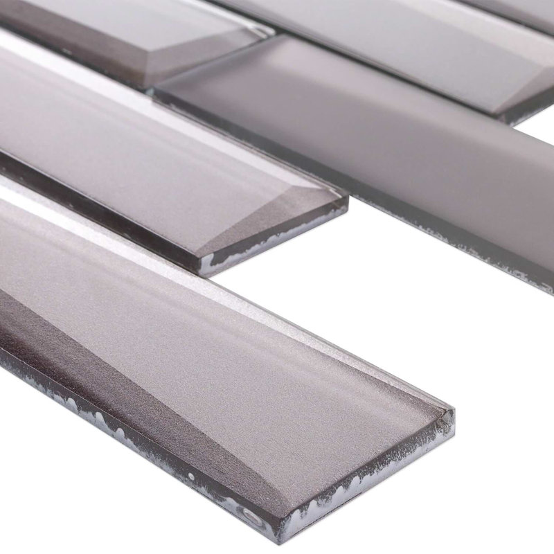 Remington 2x6 Polished Glass Subway Mosaic Tile, Sepia Gray