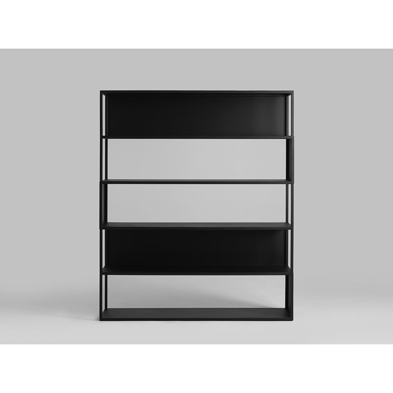 Hyller 180cm H Steel Geometric Bookcase, Black, H180 x W150 x D35cm