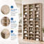 Tour multimédia haute de 11 niveaux, armoire de rangement à 33 compartiments avec étagères réglables, couleur naturelle-662175755
