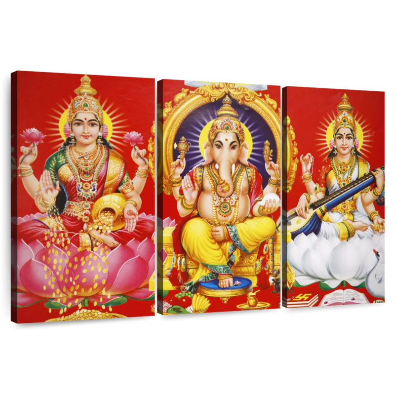 Adella Laxmi Ganesh et Saraswati, H 42 po x l 65 po