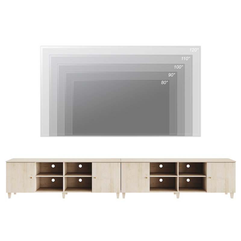 Cabriano Unfinished TV Stand for TVs up to 88", Natural Wood