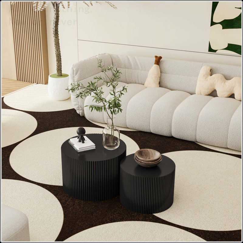 Ensemble de tables basses Wave Stripe, Noir