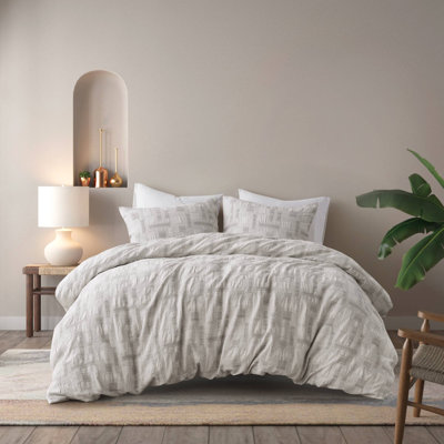 INK+IVY Cairo Ivory 100% Cotton Jacquard 3-Piece Full/Queen Comforter Set