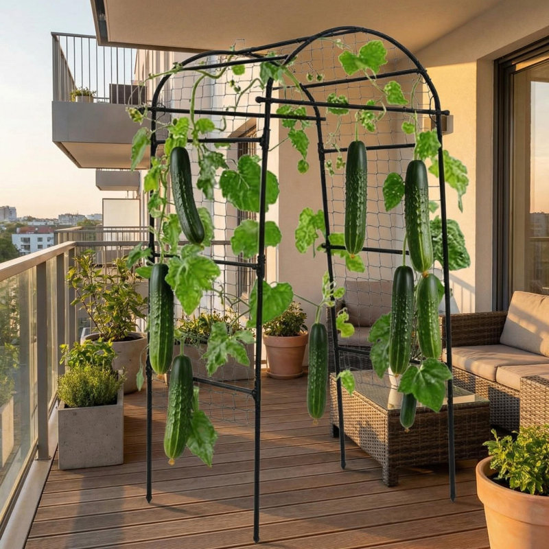 Arche de jardin en U de 6,73 x 2,62 x 2,95 pi, support en métal pour plantes surélevées, concombres, melons, raisins, roses et cultures de vigne