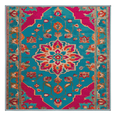 Machine Washable Tabriz Blue Area Rug