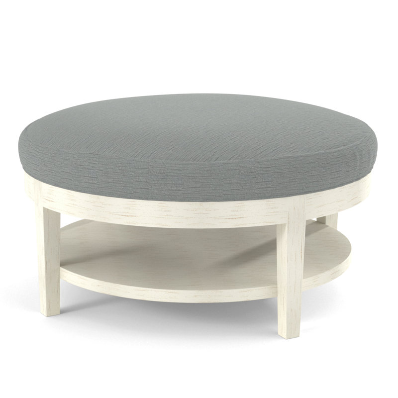 Repose-pieds Midtown, Tissu performance blanc 0851-94, Finition blanc givré antique