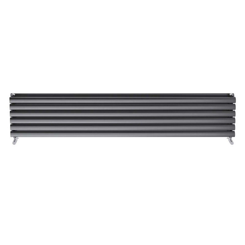  Horizontal Oval Panel Radiators, Grey, 1500mm W x 350mm H