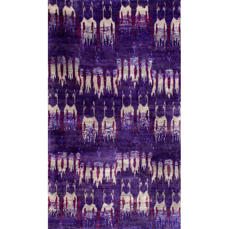 Rumi Ikat Silk Purple/Cream Area Rug