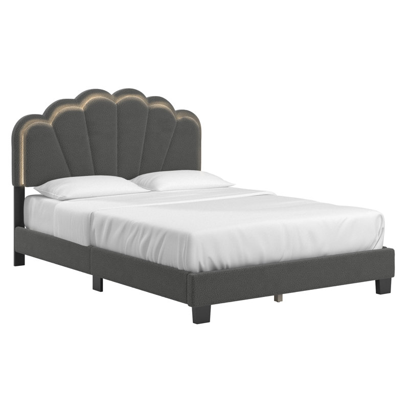 Lit plateforme grand Yulee, Gris