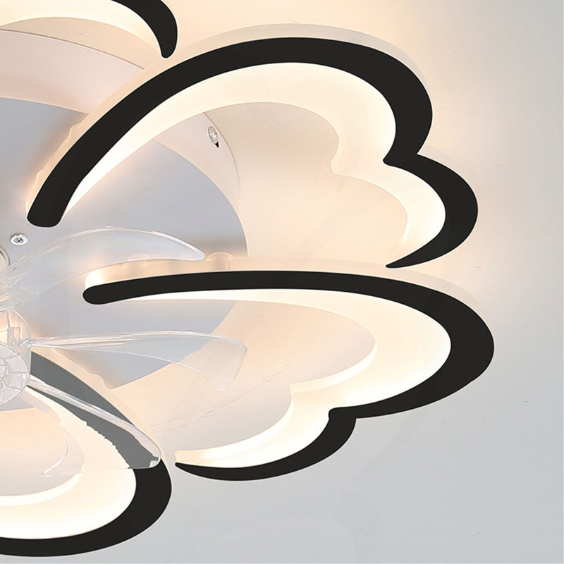 Ventilateur de plafond noir avec lumières, télécommande 3 températures de couleur, ventilateur à 6 vitesses