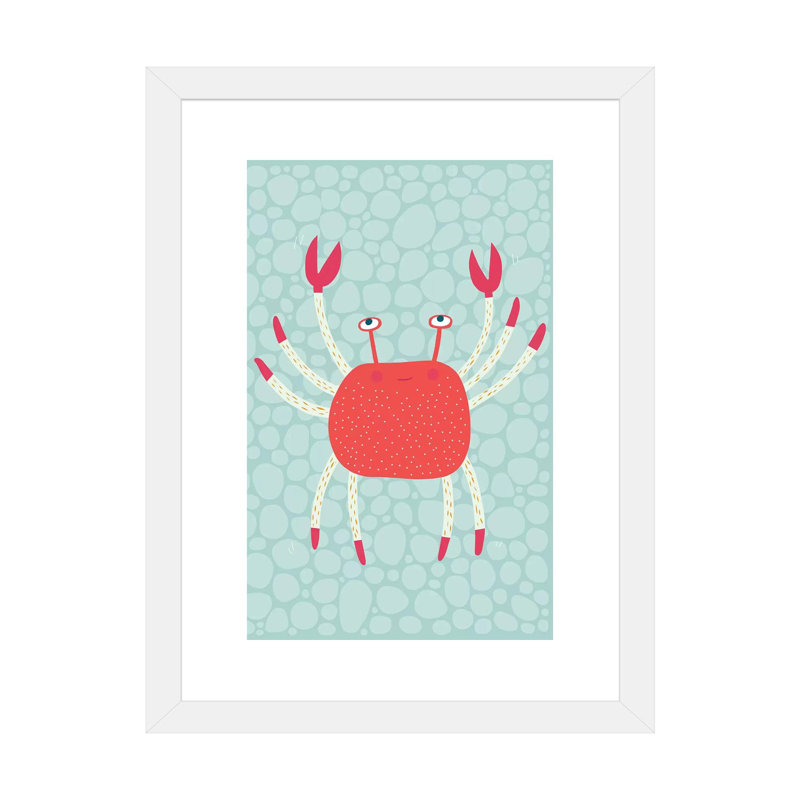 Crabe par Nic Squirrell - impression d'art graphique, H 32 po x l 24 po x P 1 po, Papier encadré blanc, Blanc