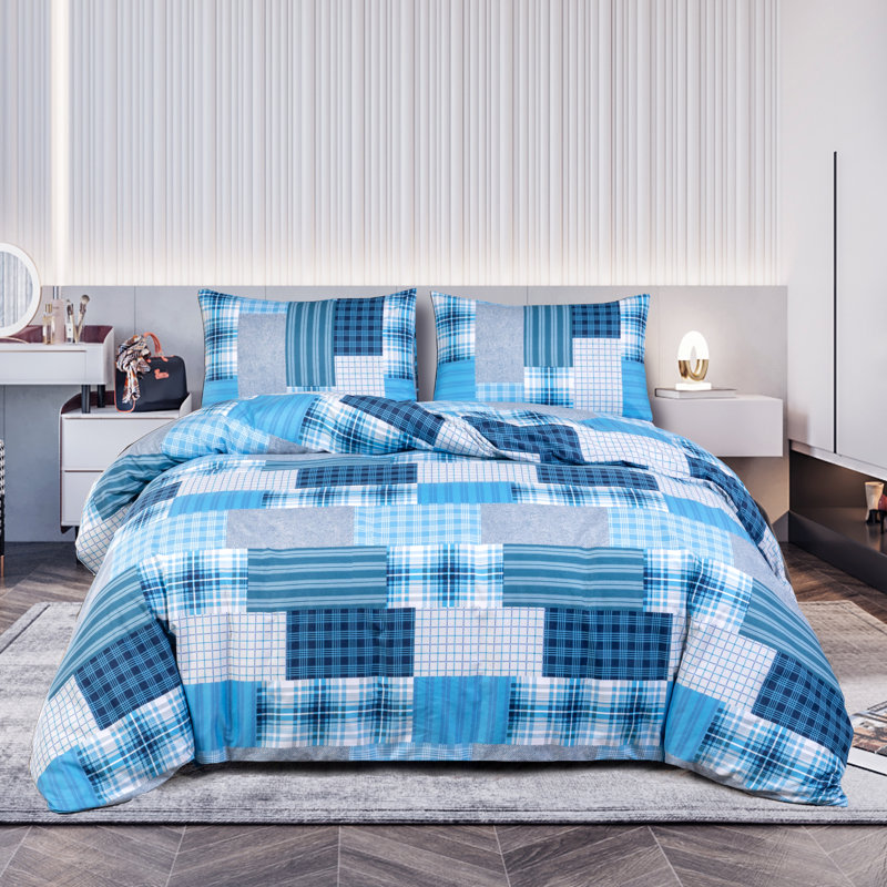 Giorgia Duvet Cover Set with Pillowcases, Kingsize - 2 Standard Pillowcases, Denim Grey